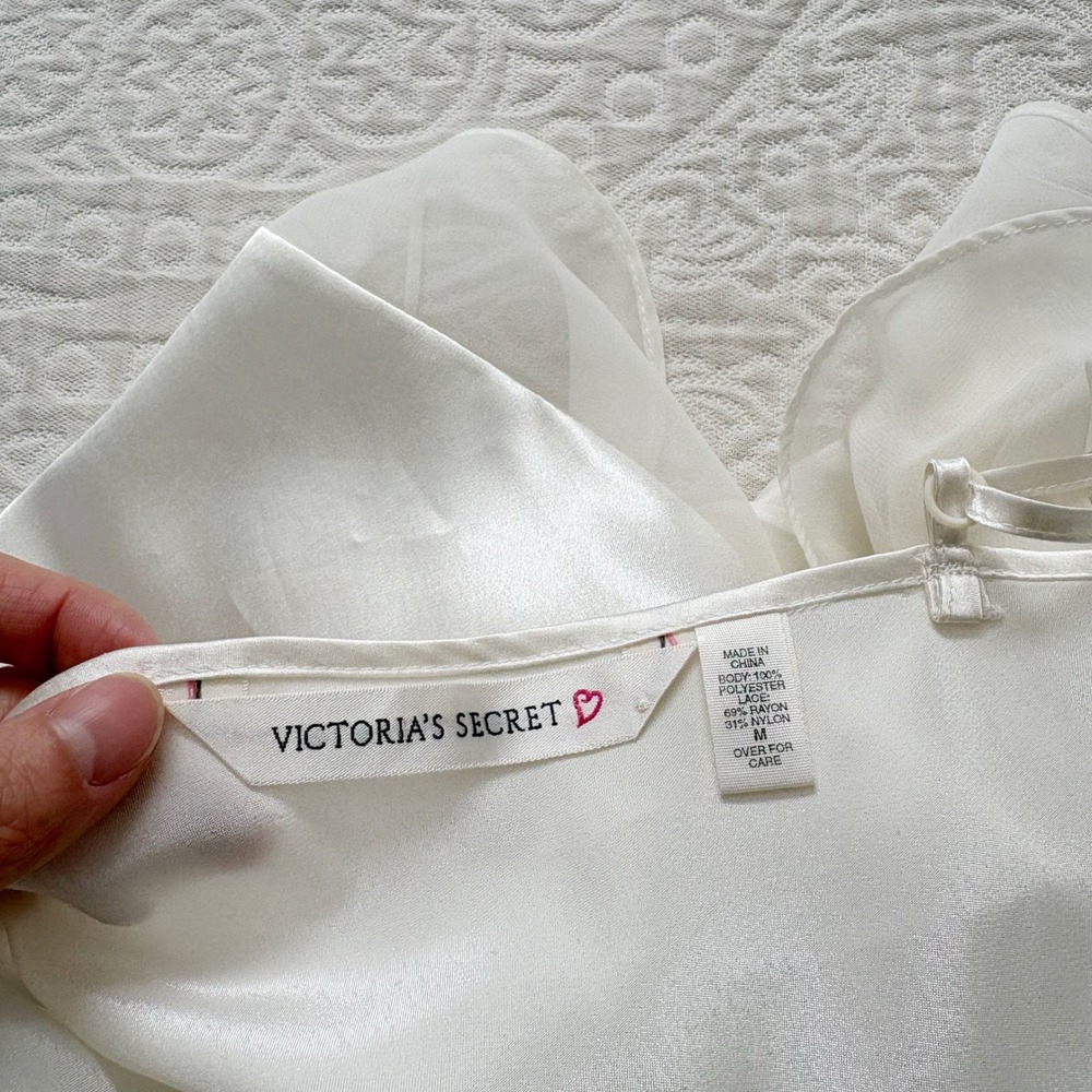 Victoria's Secret Vintage Sequin-Embellished Satin Teddy Bodysuit, Ivory White - Picture 5 of 5